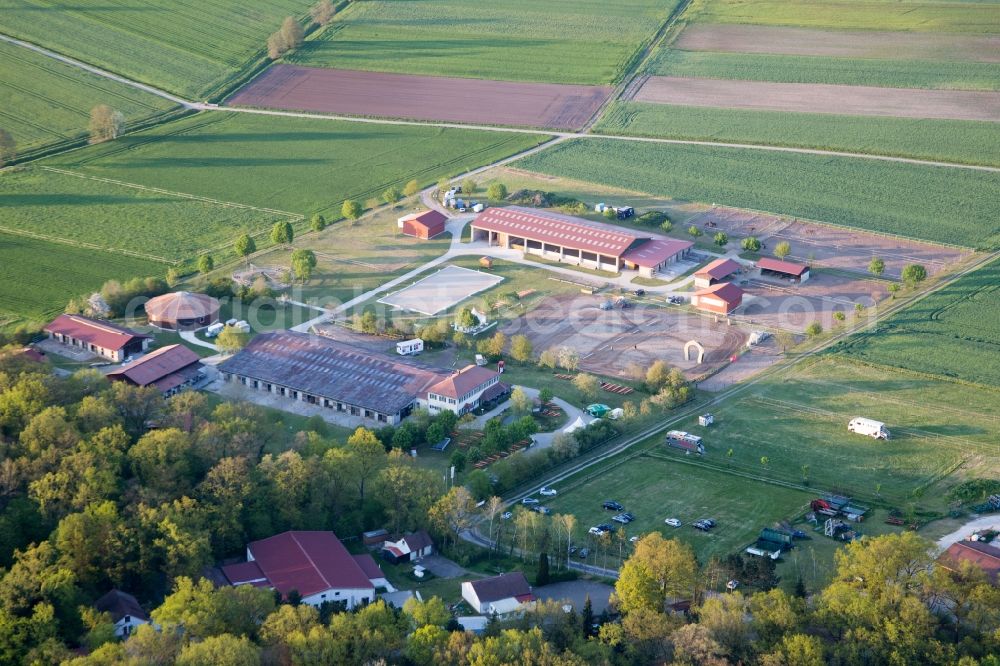 Aerial image Großlangheim - Farm on the edge of cultivated fields in Grosslangheim in the state Bavaria, Germany