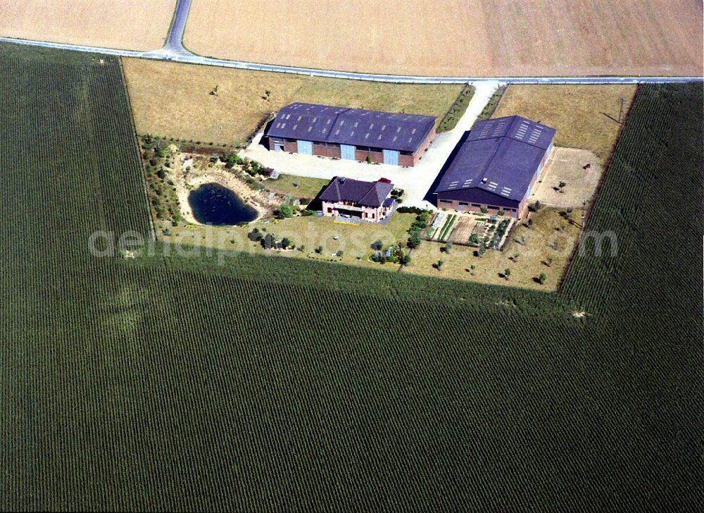 Kamp-Lintfort from the bird's eye view: Farm on the edge of cultivated fields in Kamp-Lintfort in the state North Rhine-Westphalia