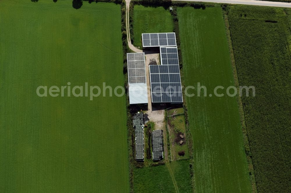 Aerial image Oeversee - Farm on the edge of cultivated fields in Oeversee in the state Schleswig-Holstein