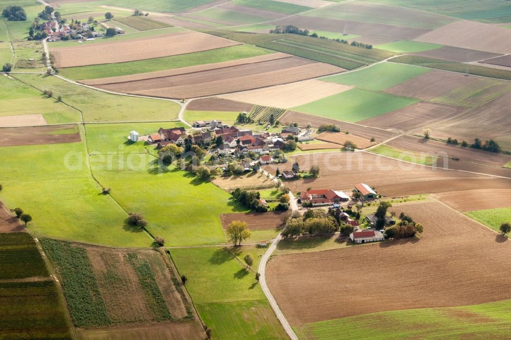 Kapellen-Drusweiler from the bird's eye view: Farm on the edge of cultivated fields in the district Deutschhof in Kapellen-Drusweiler in the state Rhineland-Palatinate, Germany