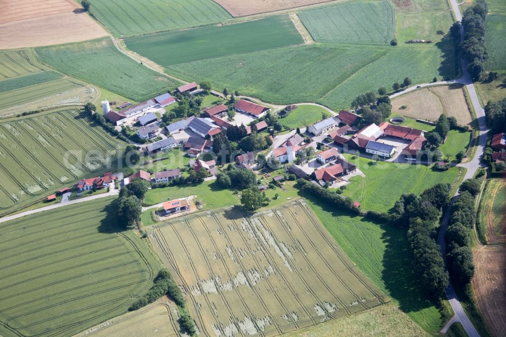 Mengkofen from above - Farm on the edge of cultivated fields in the district Ottending in Mengkofen in the state Bavaria