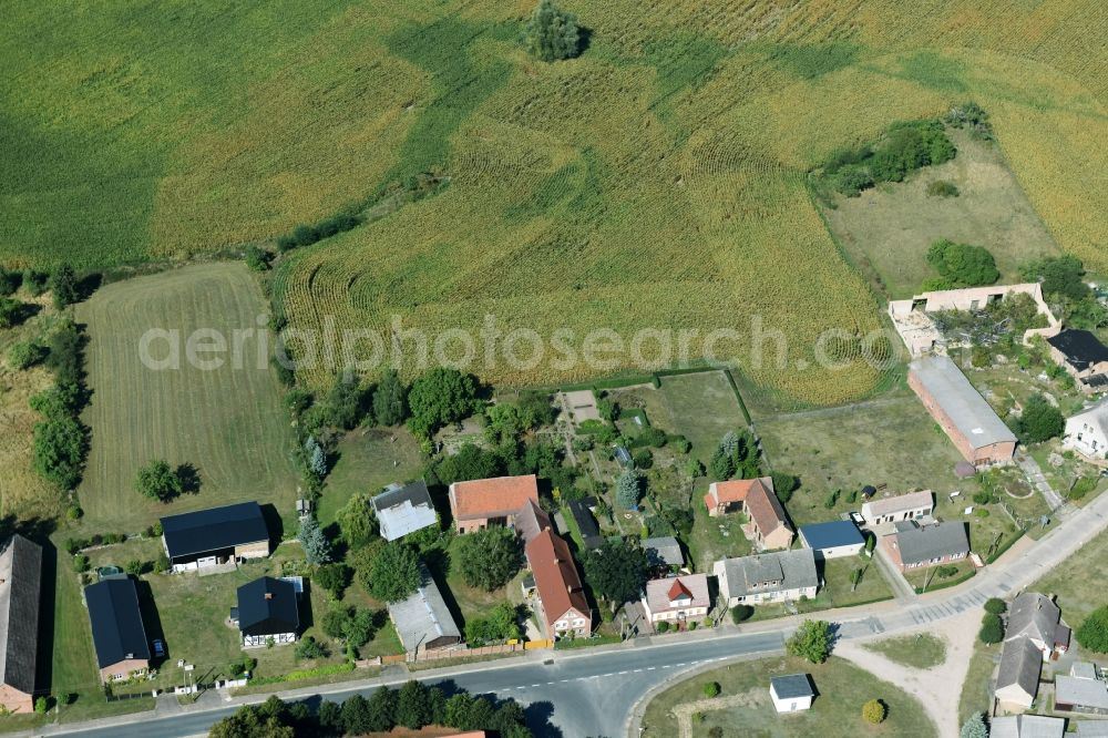 Aerial image Parmen Nordwestuckermark - Farm on the edge of cultivated fields in Parmen - Nordwestuckermark in the state Brandenburg