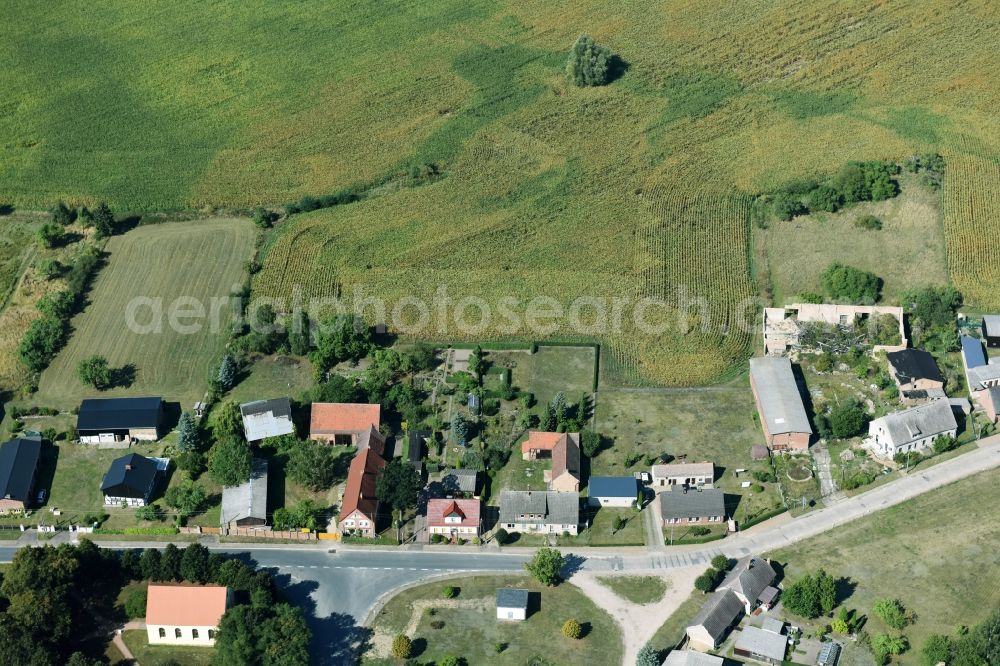 Parmen Nordwestuckermark from above - Farm on the edge of cultivated fields in Parmen - Nordwestuckermark in the state Brandenburg