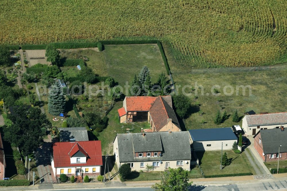 Parmen Nordwestuckermark from above - Farm on the edge of cultivated fields in Parmen - Nordwestuckermark in the state Brandenburg