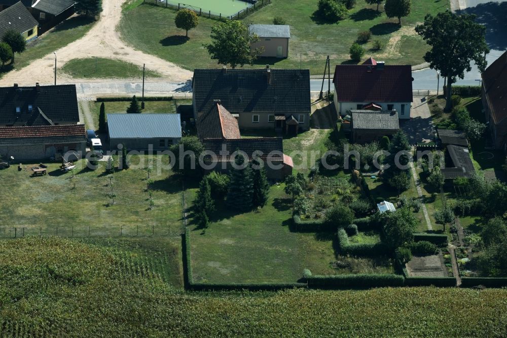 Parmen Nordwestuckermark from above - Farm on the edge of cultivated fields in Parmen - Nordwestuckermark in the state Brandenburg