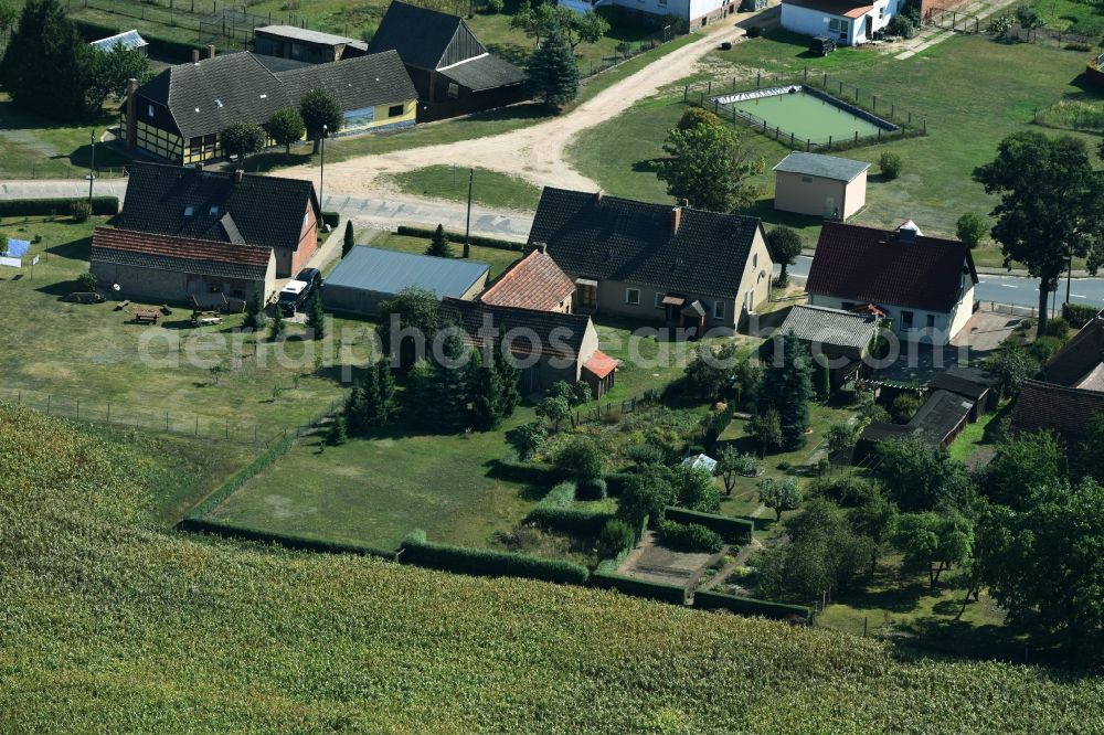 Aerial image Parmen Nordwestuckermark - Farm on the edge of cultivated fields in Parmen - Nordwestuckermark in the state Brandenburg