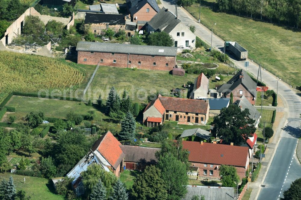 Parmen Nordwestuckermark from above - Farm on the edge of cultivated fields in Parmen - Nordwestuckermark in the state Brandenburg