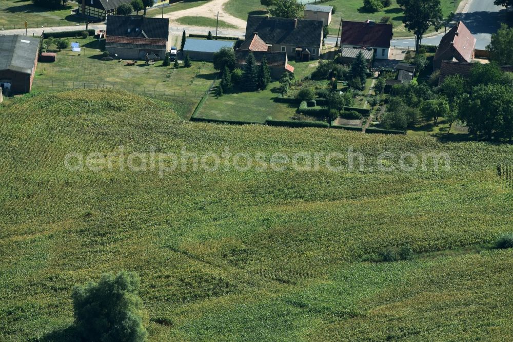 Aerial photograph Parmen Nordwestuckermark - Farm on the edge of cultivated fields in Parmen - Nordwestuckermark in the state Brandenburg