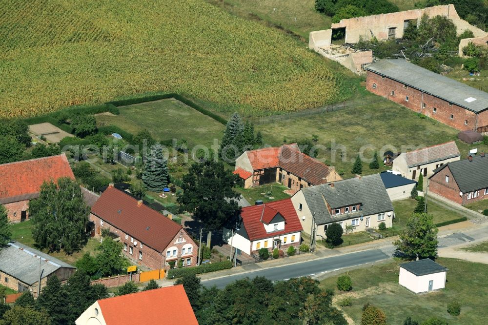 Parmen Nordwestuckermark from above - Farm on the edge of cultivated fields in Parmen - Nordwestuckermark in the state Brandenburg