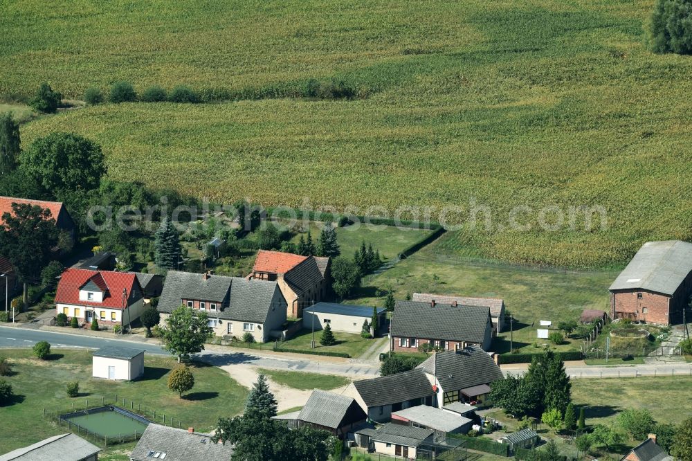 Parmen Nordwestuckermark from above - Farm on the edge of cultivated fields in Parmen - Nordwestuckermark in the state Brandenburg