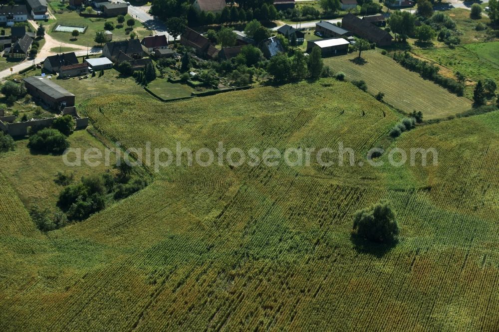 Aerial image Parmen Nordwestuckermark - Farm on the edge of cultivated fields in Parmen - Nordwestuckermark in the state Brandenburg