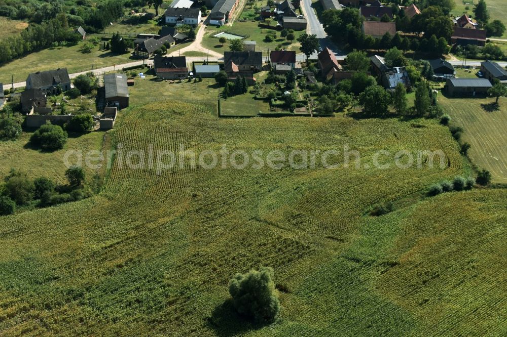 Parmen Nordwestuckermark from above - Farm on the edge of cultivated fields in Parmen - Nordwestuckermark in the state Brandenburg