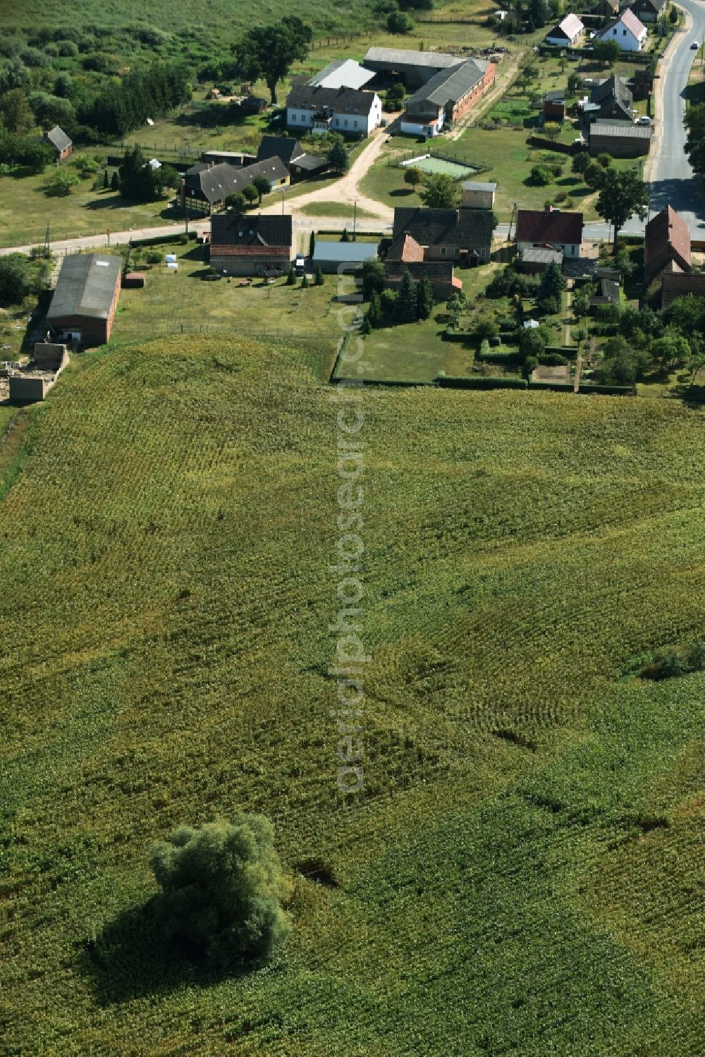 Aerial image Parmen Nordwestuckermark - Farm on the edge of cultivated fields in Parmen - Nordwestuckermark in the state Brandenburg