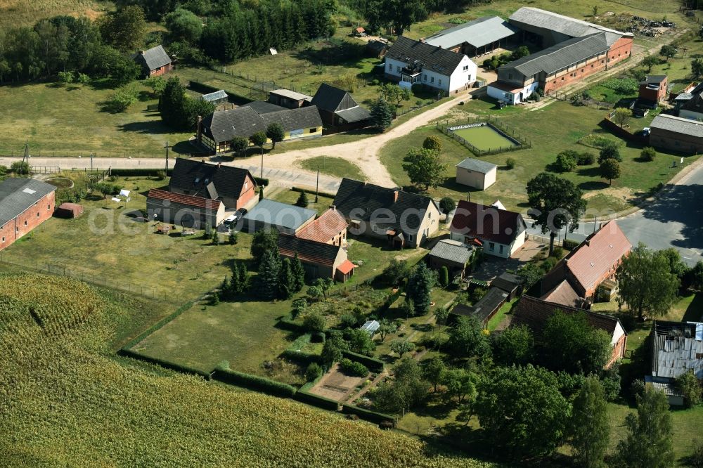 Aerial image Parmen Nordwestuckermark - Farm on the edge of cultivated fields in Parmen - Nordwestuckermark in the state Brandenburg