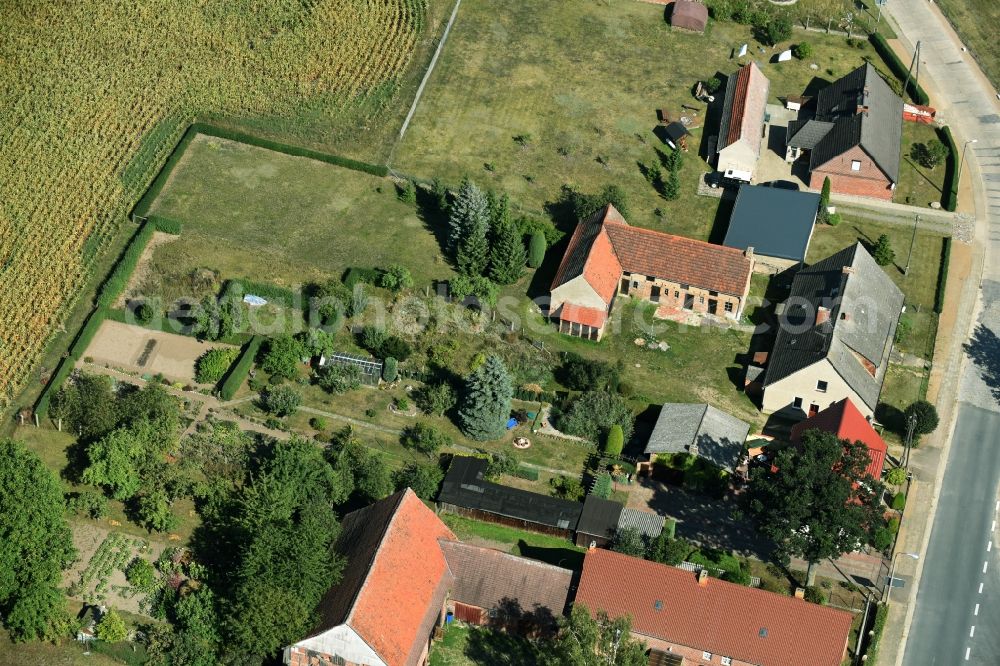 Parmen Nordwestuckermark from above - Farm on the edge of cultivated fields in Parmen - Nordwestuckermark in the state Brandenburg