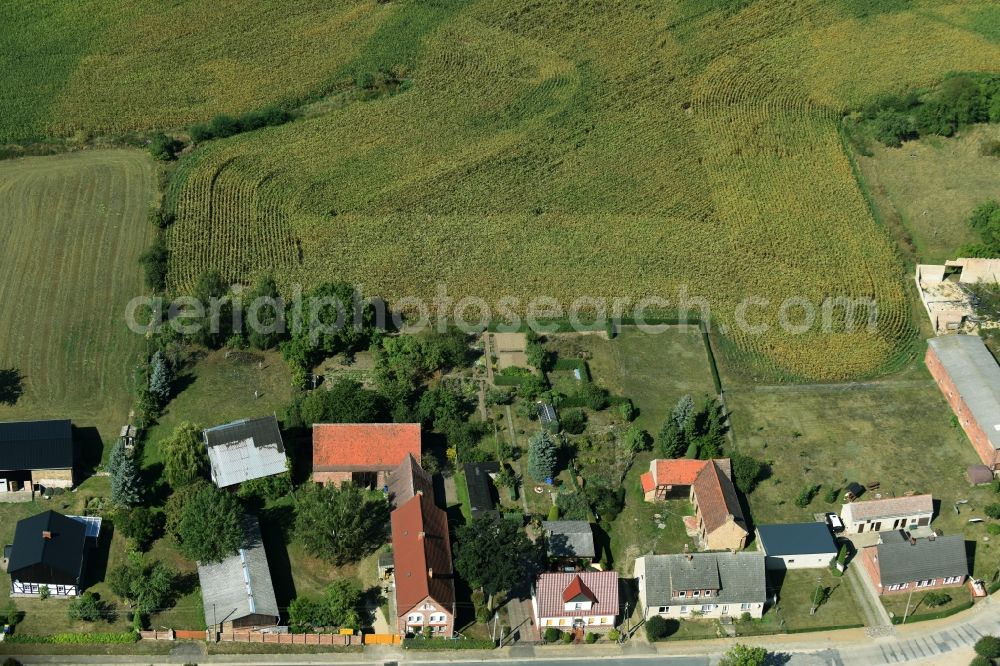 Parmen Nordwestuckermark from above - Farm on the edge of cultivated fields in Parmen - Nordwestuckermark in the state Brandenburg