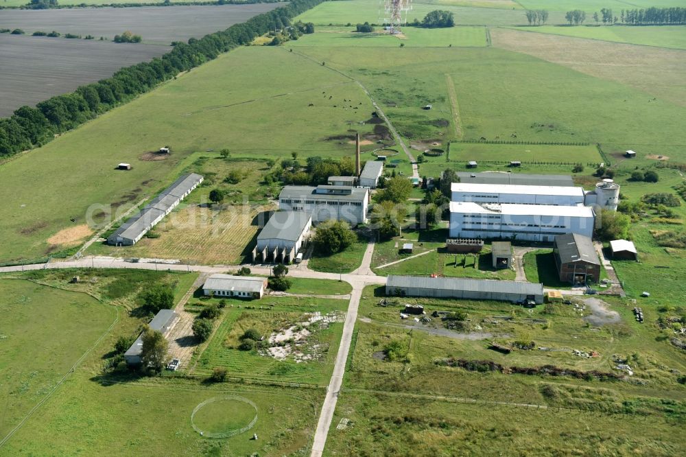 Aerial image Teufelshof - Farm on the edge of cultivated fields in Teufelshof in the state Brandenburg