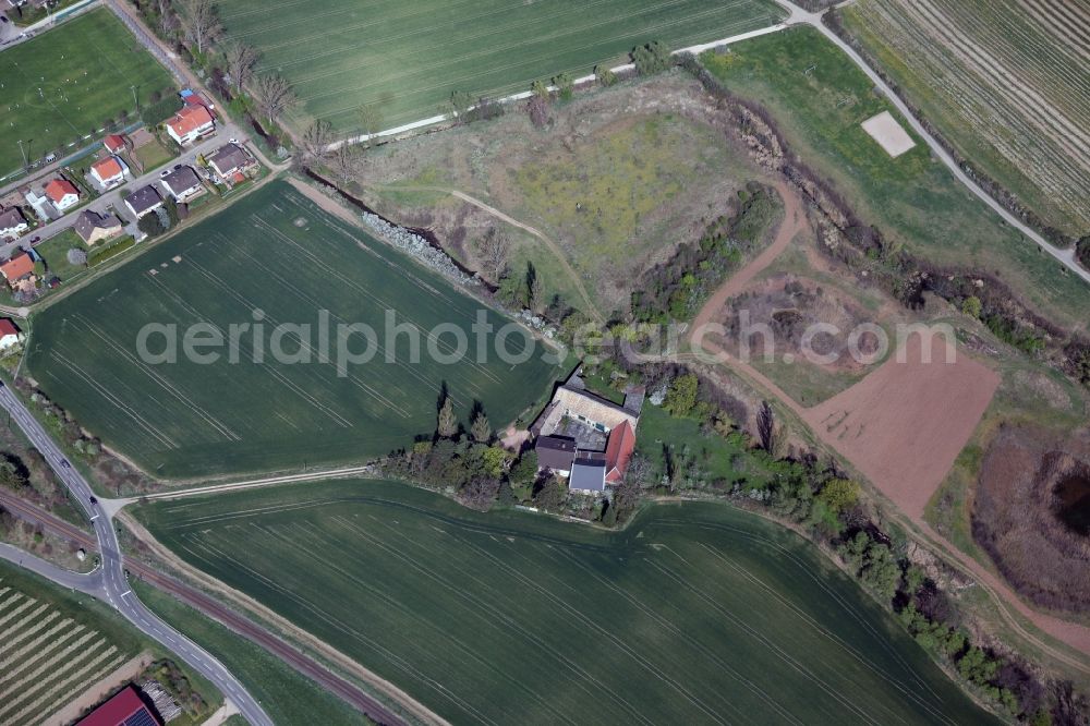 Wallertheim from above - View of farmhouse near Wallertheim in the state of Rhineland-Palatinate