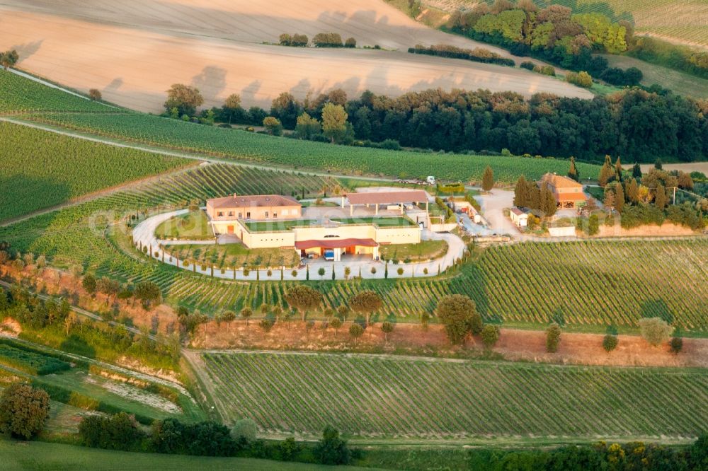 Aerial photograph Montepulciano - Homestead of a wine cellar Avignonesi, Via della Lodola in Montepulciano in Toskana, Italy