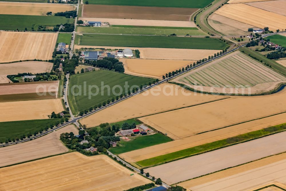 Aerial photograph Nordstrand - Homesteads and farms in Nordstrand in the state Schleswig-Holstein, Germany