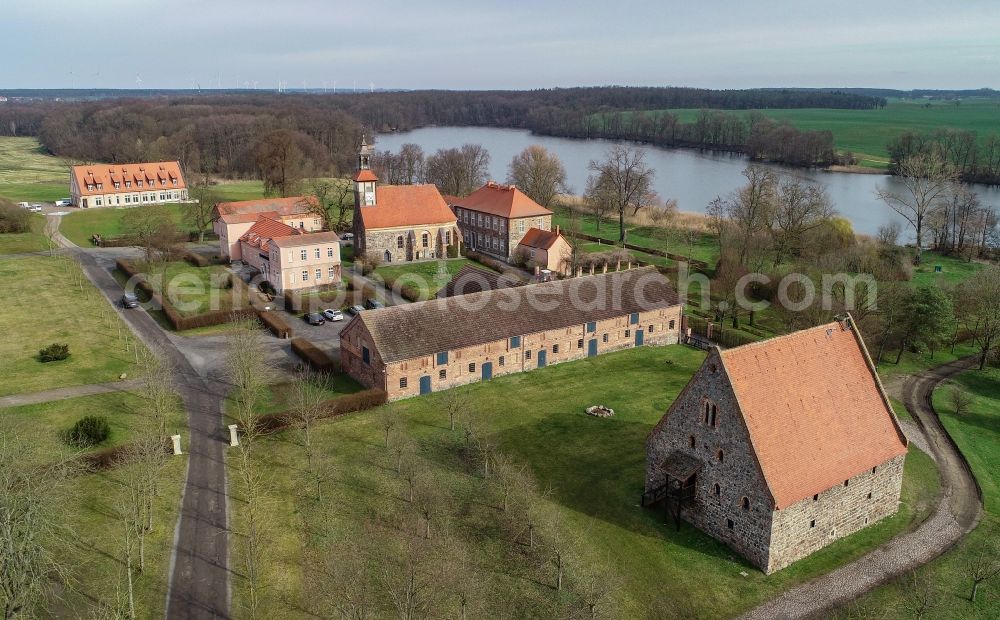 Lietzen from the bird's eye view: Homestead of a farm of Komturei in Lietzen in the state Brandenburg, Germany