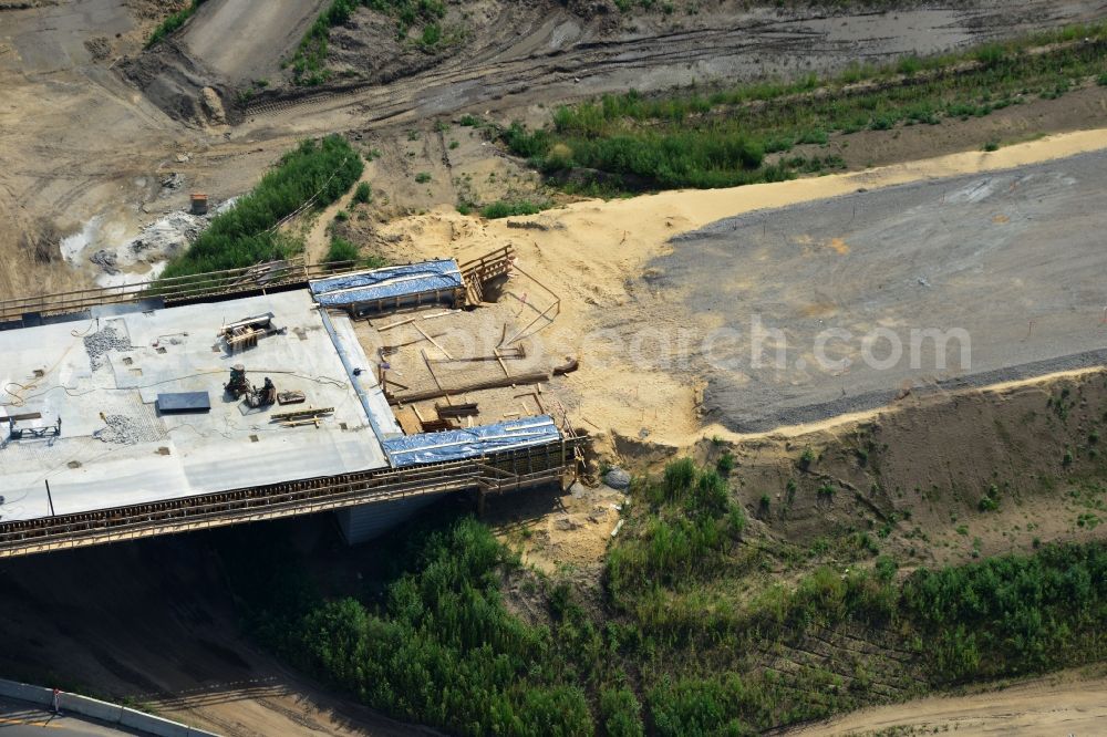 Aerial image Groß Ziethen - Construction site of the junction Havelland at the motorway A10 and A24 in the state Brandenburg