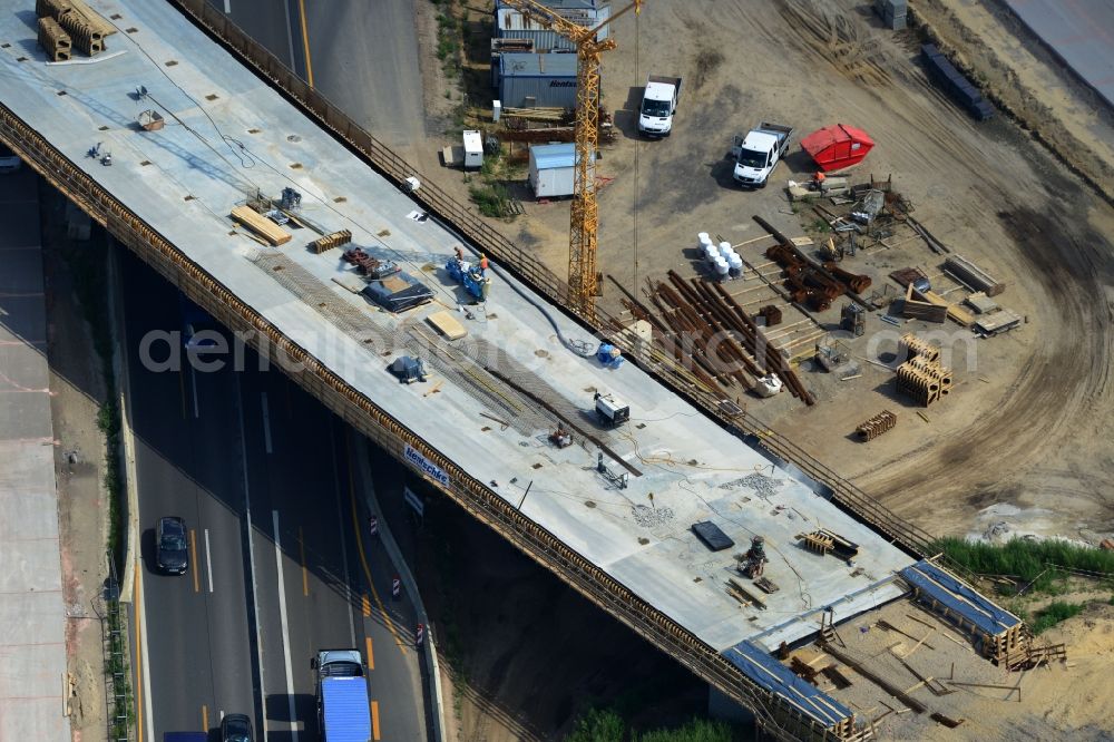 Aerial photograph Groß Ziethen - Construction site of the junction Havelland at the motorway A10 and A24 in the state Brandenburg