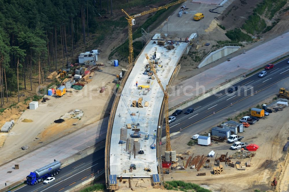 Aerial photograph Groß Ziethen - Construction site of the junction Havelland at the motorway A10 and A24 in the state Brandenburg