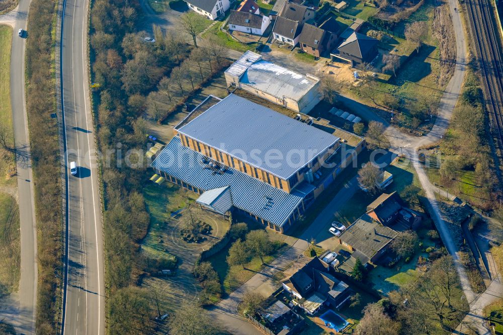 Aerial photograph Haltern am See - Event and music-concert grounds of the Arena Seestadthalle on street Hullerner Strasse in Haltern am See at Ruhrgebiet in the state North Rhine-Westphalia, Germany