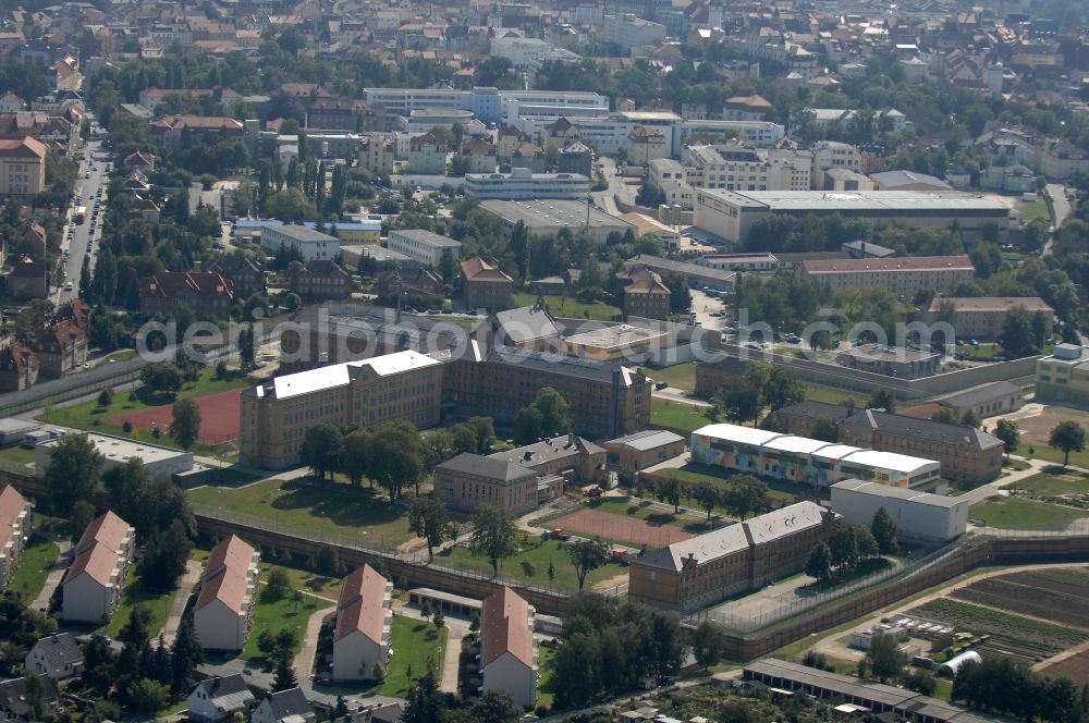 Aerial image Bautzen - Prison grounds and high security fence Prison in Bautzen in the state Saxony, Germany