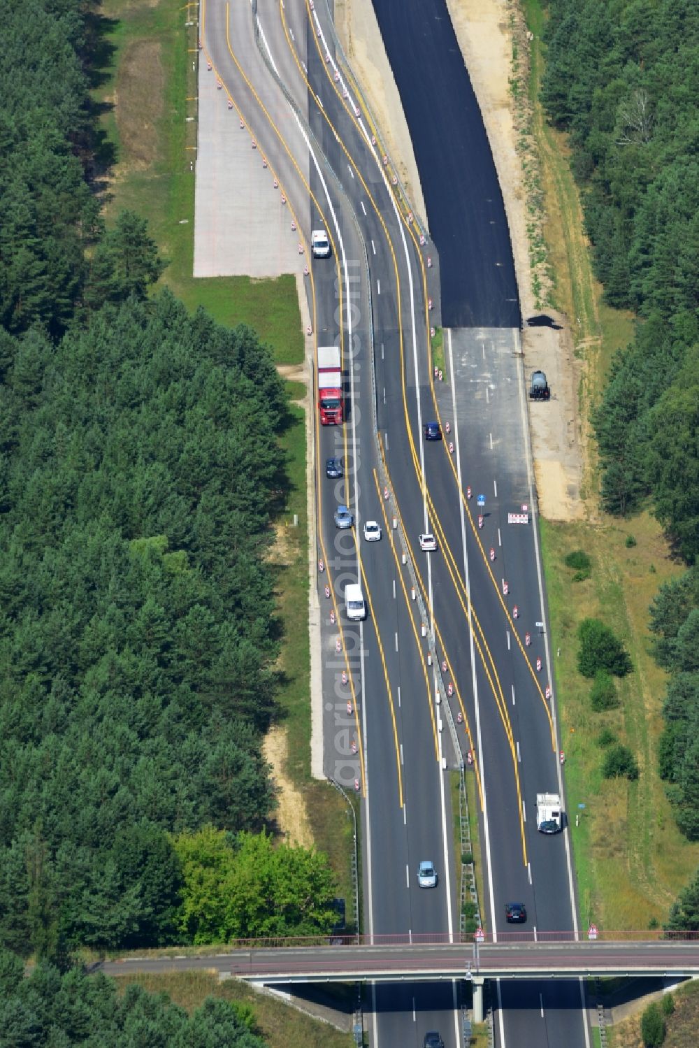 Aerial photograph Groß Ziethen - Construction site of the junction Havelland at the motorway A10 and A24 in the state Brandenburg