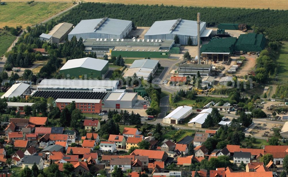 Gierstädt from above - Site of production plant Großfahner Obst eG in the industrial park Großfahner Hoehe