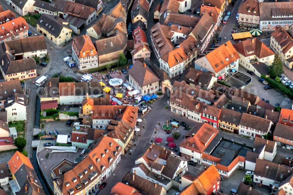 Ettenheim from the bird's eye view: Participants in the After Work Party music festival on the event concert area in Ettenheim in the state Baden-Wurttemberg, Germany