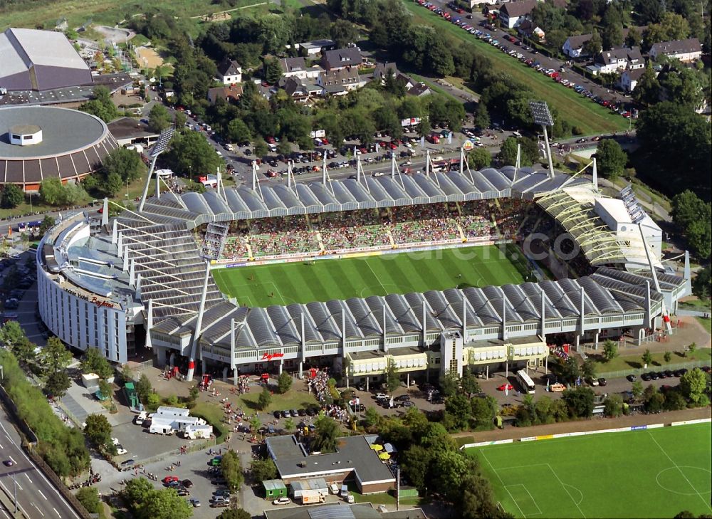 Aerial image Leverkusen - Stadium of Bayer 04 Leverkusen at the BayArena in North Rhine-Westphalia