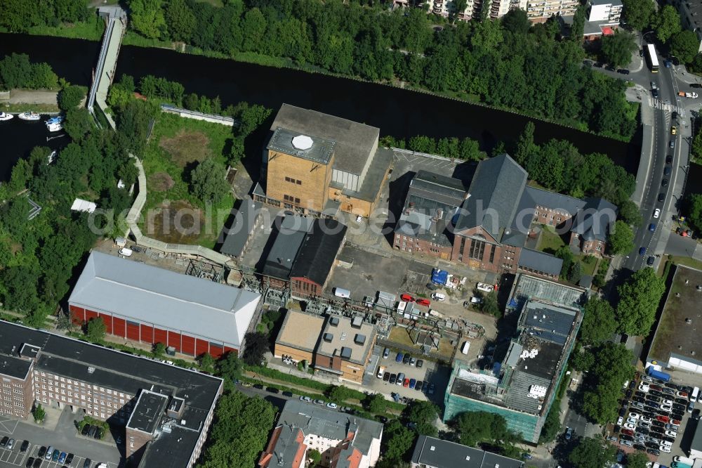 Berlin from the bird's eye view: Site of the substation for voltage conversion and electrical power supply Steglitz an der Birkbuschstrasse in Berlin