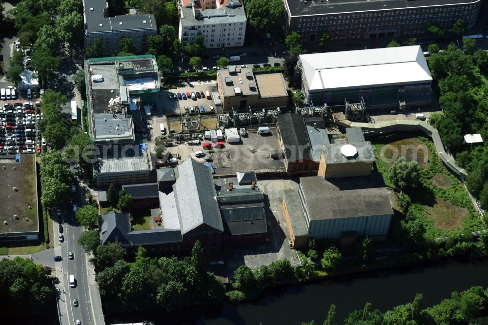 Berlin from the bird's eye view: Site of the substation for voltage conversion and electrical power supply Steglitz an der Birkbuschstrasse in Berlin