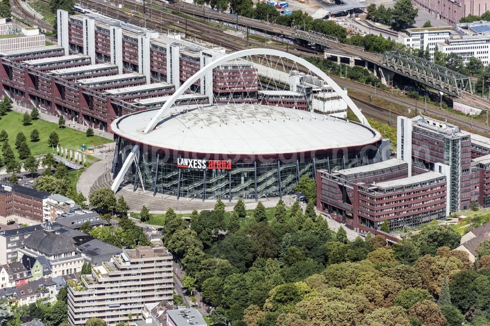 Köln from above - Event and music-concert grounds of the Arena Lanxess in Cologne in the state North Rhine-Westphalia, Germany