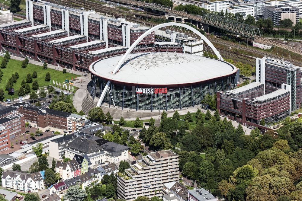 Köln from the bird's eye view: Event and music-concert grounds of the Arena Lanxess in Cologne in the state North Rhine-Westphalia, Germany