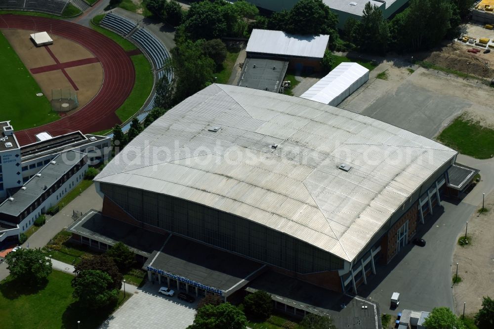 Aerial image Schwerin - Event and music-concert grounds of the Arena Sport- and Kongresshalle Schwerin on Wittenburger Strasse in Schwerin in the state Mecklenburg - Western Pomerania, Germany