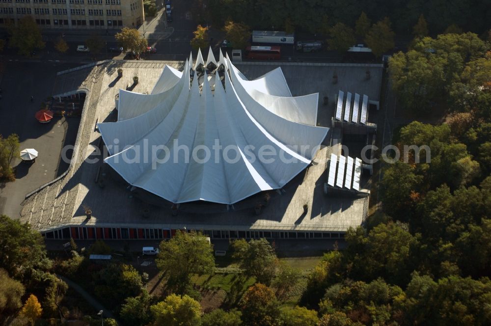 Berlin from the bird's eye view: Event and music-concert grounds of the Arena Tempodrom on Moeckernstrasse in the district Kreuzberg in Berlin, Germany