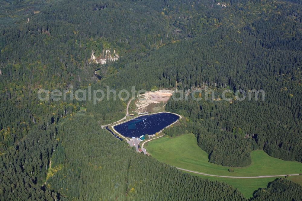 Wutach from above - Site of heaped and covered sanatary landfill at the Wutach-Canyon in Wutach in the state Baden-Wuerttemberg, Germany