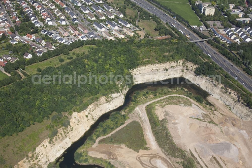 Mainz from above - Site of heaped landfill for soil and rubble in Mainz in the state Rhineland-Palatinate