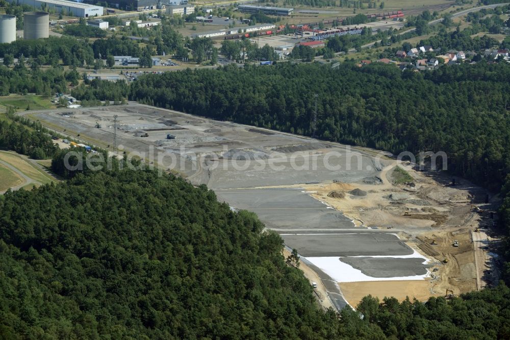 Eisenhüttenstadt from the bird's eye view: Site of heaped landfill in Eisenhuettenstadt in the state Brandenburg