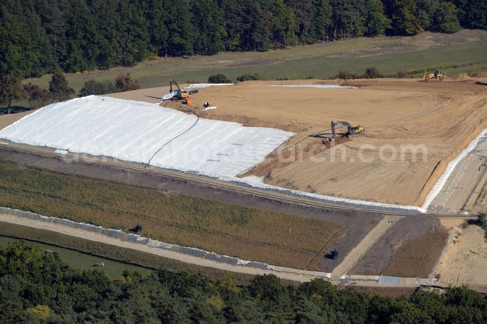 Germendorf from the bird's eye view: Site of heaped landfill in Germendorf in the state Brandenburg