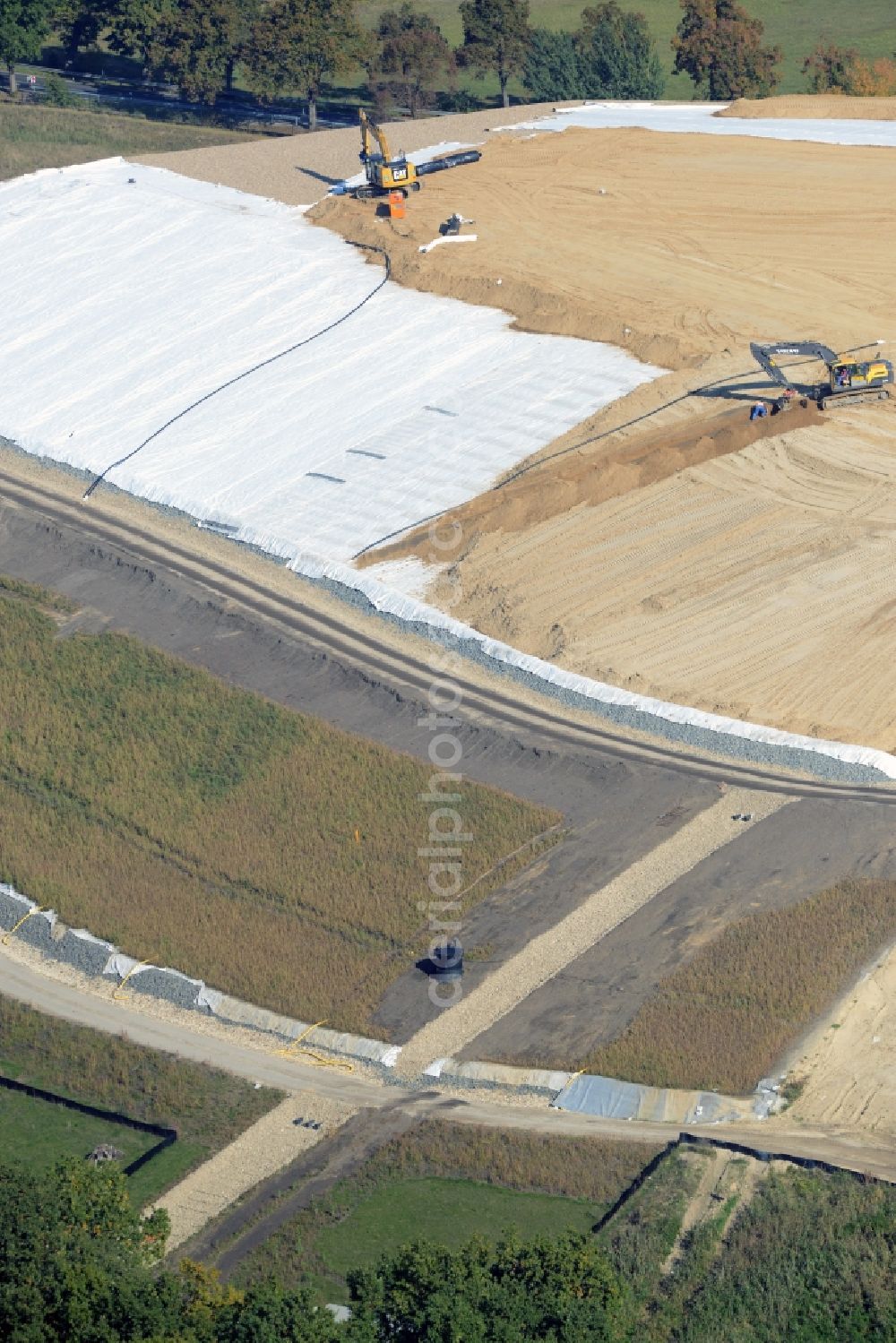 Germendorf from above - Site of heaped landfill in Germendorf in the state Brandenburg