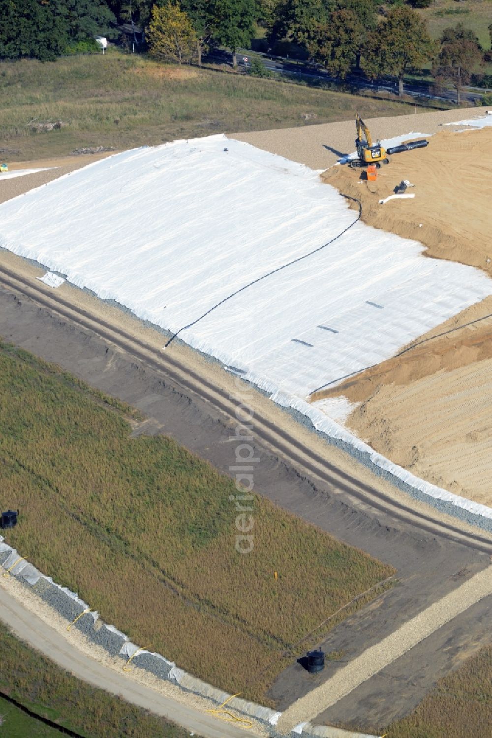 Germendorf from the bird's eye view: Site of heaped landfill in Germendorf in the state Brandenburg