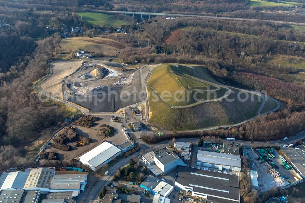 Velbert from the bird's eye view: Site of heaped landfill of Gesellschaft fuer Kompostierung and Recycling Velbert mbH on Haberstrasse in Velbert in the state North Rhine-Westphalia, Germany