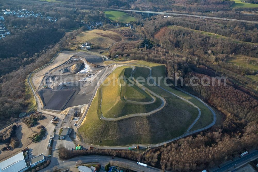 Aerial image Velbert - Site of heaped landfill of Gesellschaft fuer Kompostierung and Recycling Velbert mbH on Haberstrasse in Velbert in the state North Rhine-Westphalia, Germany