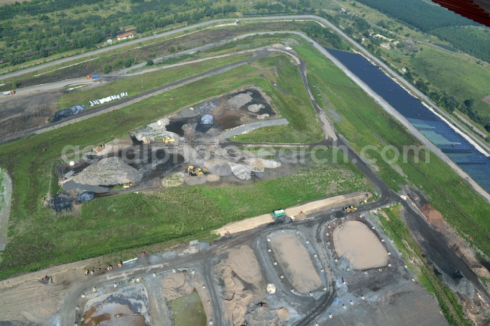 Grosspösna from above - Site of heaped landfill of the Westsaechsische Entsorgungs- u. Verwertungsgesellschaft mbH in Grosspoesna in the state Saxony