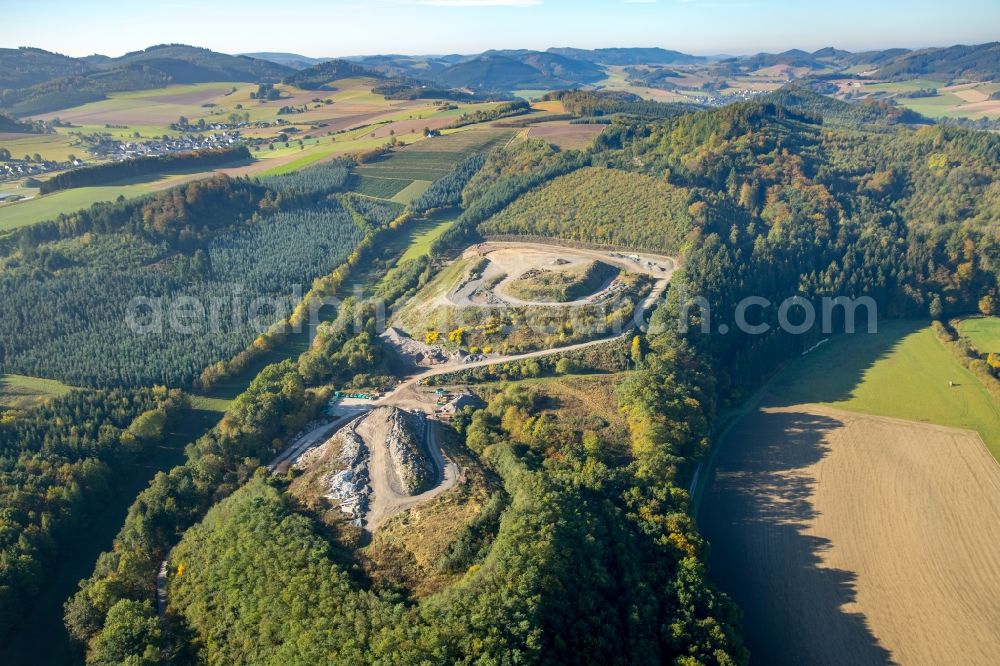 Kehling from the bird's eye view: Site of heaped landfill Kehling in Meschede in the state North Rhine-Westphalia